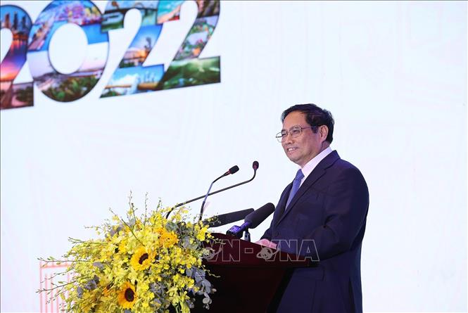 Thủ tướng Phạm Minh Chính phát biểu tại Diễn đàn Đầu tư Đà Nẵng năm 2022. Ảnh: Dương Giang / TTXVN