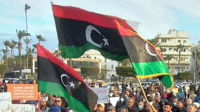 Người biểu tình Libya ở Tripoli, ngày 11 tháng 2 năm 2022