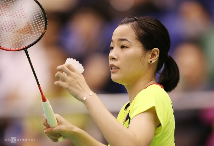 Thùy Linh thi đấu vòng 1 giải quần vợt Việt Nam mở rộng 2022, ngày 28 tháng 9. Ảnh: Đức Đồng